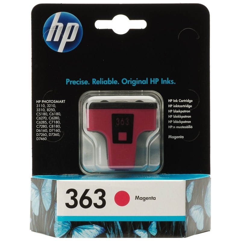Cartus Cerneala Original HP Magenta, nr.363, pentru PhotoSmart 3110|3210|3310|C5180|C6180|C6250|C6280|C8180|D7160|72xx, , (timbr