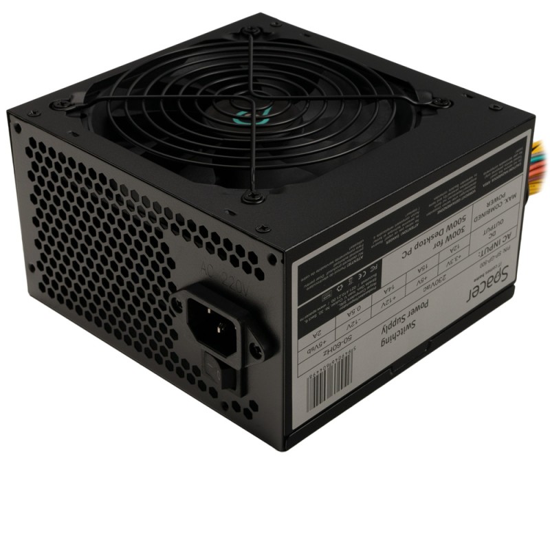 SURSA SPACER 500, 300W for 500 Desktop PC, PFC pasiv, fan 120mm, MB (20+4) x1, CPU (4+4) x1, PCI-E (6) x1, SATA x4, Molex x2, *r