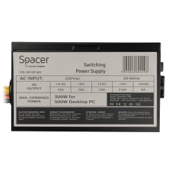 SURSA SPACER 500, 300W for 500 Desktop PC, PFC pasiv, fan 120mm, MB (20+4) x1, CPU (4+4) x1, PCI-E (6) x1, SATA x4, Molex x2, *r
