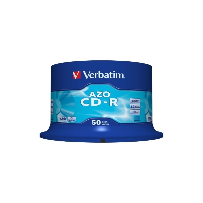 CD-R VERBATIM  700MB, 80min, viteza 52x,  50 buc, spindle, "AZO Crystal " "43343"