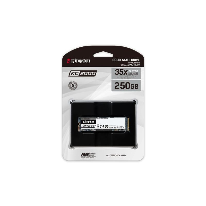 SSD KINGSTON, KC2000, 250 GB, M.2, PCIe Gen3.0 x4, 3D TLC Nand, R/W: 3000/1100 MB/s, "SKC2000M8/250G"