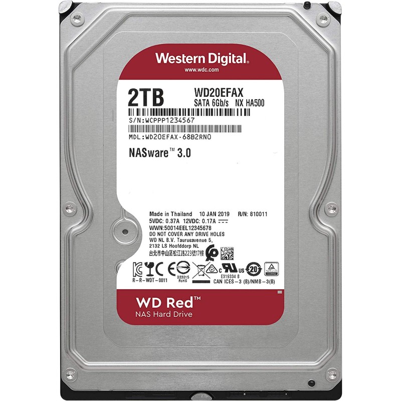 HDD WD 2 TB, Red, 5.400 rpm, buffer 256 MB, pt. NAS, "WD20EFAX"