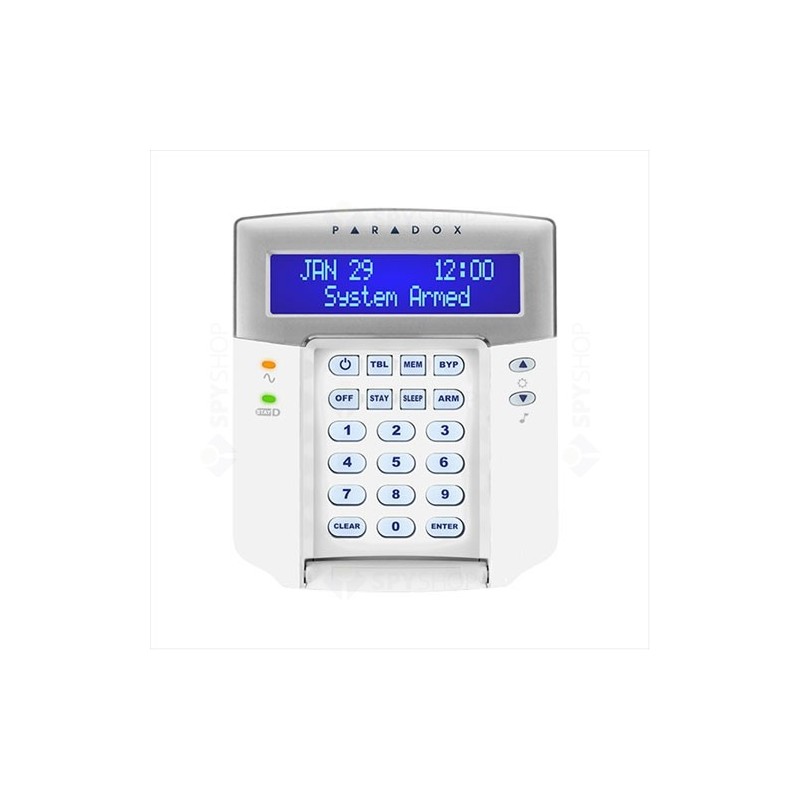 TASTATURA alarma Paradox, pe fir,LCD - 32 zone, compatibilitate: SP, MG Stay D;2 partitii;actualizare firmware local,utilizand 3