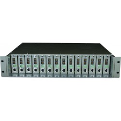 SASIU RACKABIL TP-LINK 14-sloturi media convertor fara management, rack 19-inch, suport sursa de alimentare redundanta, o sursa 