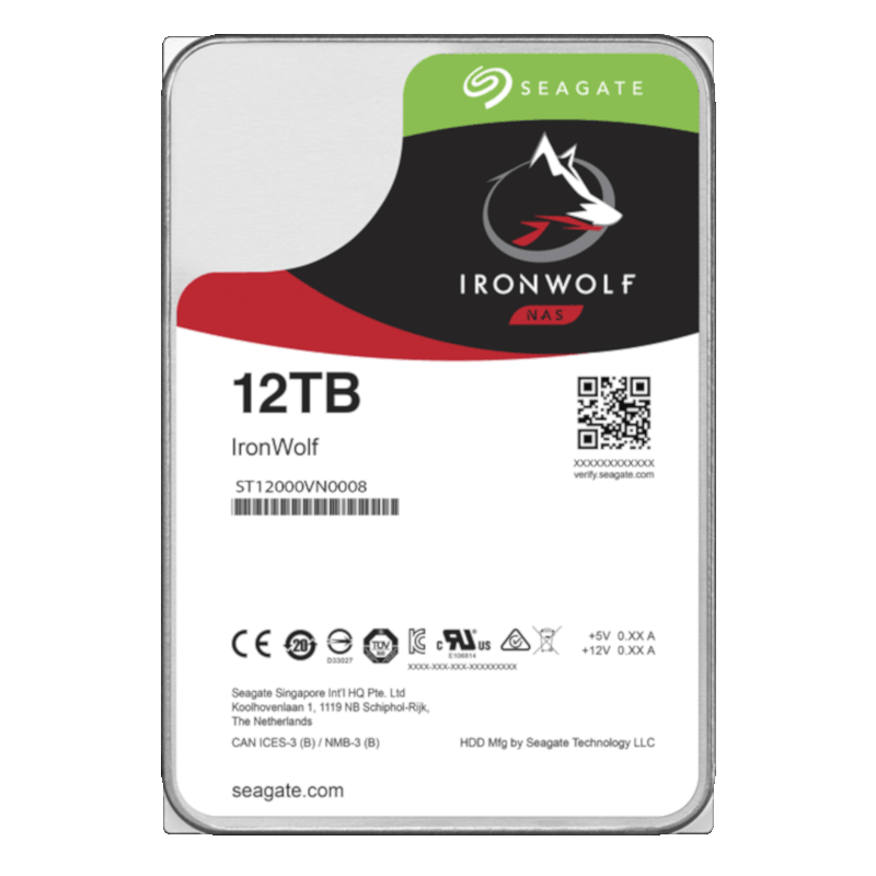 HDD SEAGATE 12 TB, IronWolf, 7.200 rpm, buffer 256 MB, pt. NAS, "ST12000VN0008"