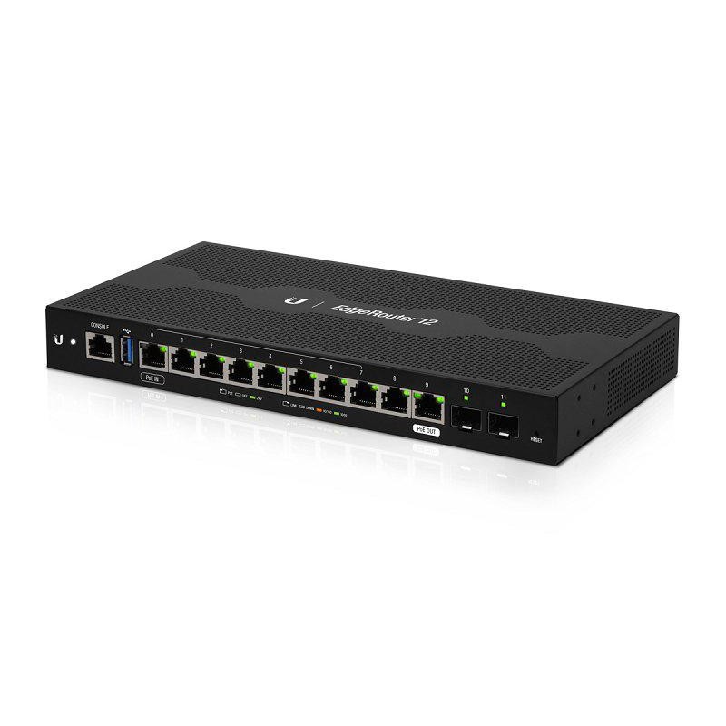 ROUTER Ubiquiti EdgeRouter, wired, port LAN 10/100/1000 x 10, port WAN 10/100/1000 x 1, "ER-12" (timbru verde 0.8 lei)