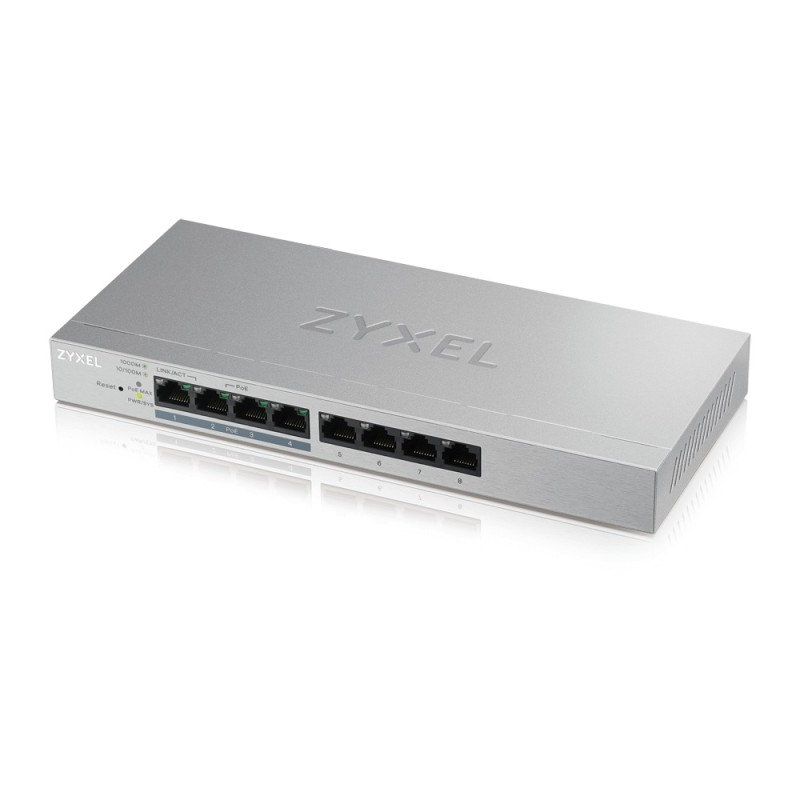 SWITCH PoE ZYXEL, "GS1200-8HP"port Gigabit x 8, managed, nerackabil, carcasa metalica, "GS1200-8HPV2-EU010" (timbru verde 2 lei)