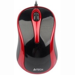 MOUSE A4tech, "N 350", PC sau NB, cu fir, USB, optic, 1000 dpi, butoane/scroll 3/1, , negru / rosu, "N-350-2" (timbru verde 0.18