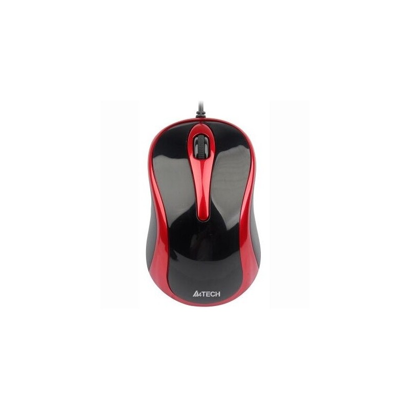 MOUSE A4tech, "N 350", PC sau NB, cu fir, USB, optic, 1000 dpi, butoane/scroll 3/1, , negru / rosu, "N-350-2" (timbru verde 0.18