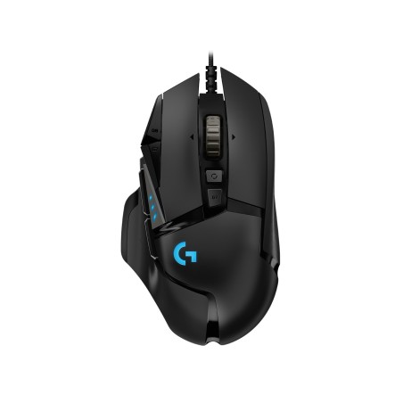 MOUSE LOGITECH, "G502", gaming, cu fir, USB, optic, 16000 dpi, butoane/scroll 11/1, iluminare, butoane programabile, negru, "910