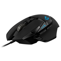 MOUSE LOGITECH, "G502", gaming, cu fir, USB, optic, 16000 dpi, butoane/scroll 11/1, iluminare, butoane programabile, negru, "910