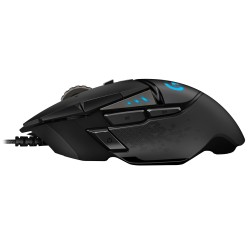 MOUSE LOGITECH, "G502", gaming, cu fir, USB, optic, 16000 dpi, butoane/scroll 11/1, iluminare, butoane programabile, negru, "910