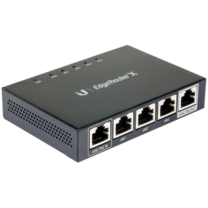 ROUTER Ubiquiti EdgeRouter X 5, wired, port LAN 10/100/1000 x 4, port WAN 10/100/1000 x 1, "ER-X-EU" (timbru verde 0.8 lei)