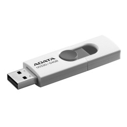 MEMORIE USB 2.0 ADATA 64 GB, retractabila, carcasa plastic, alb / gri, "AUV220-64G-RWHGY" (timbru verde 0.03 lei)