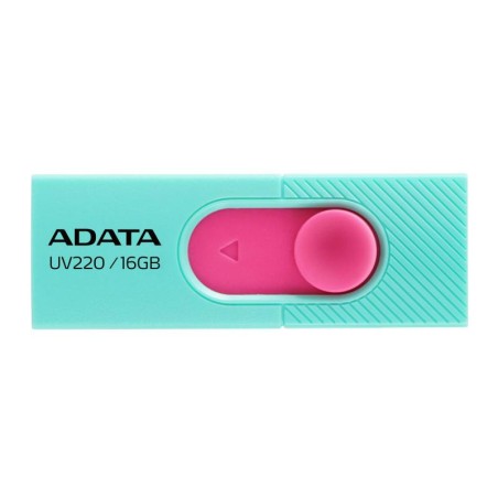 MEMORIE USB 2.0 ADATA 16 GB, retractabila, carcasa plastic, verde / roz, "AUV220-16G-RGNPK" (timbru verde 0.03 lei)