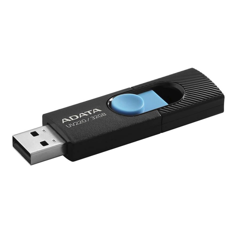 MEMORIE USB 2.0 ADATA 32 GB, retractabila, carcasa plastic, negru / albastru, "AUV220-32G-RBKBL" (timbru verde 0.03 lei)