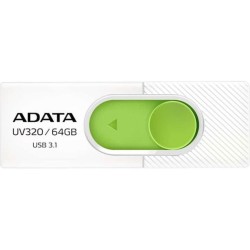 MEMORIE USB 3.2 ADATA 64 GB, retractabila, carcasa plastic, alb / verde, "AUV320-64G-RWHGN" (timbru verde 0.03 lei)