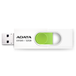 MEMORIE USB 3.2 ADATA 32 GB, retractabila, carcasa plastic, alb / verde, "AUV320-32G-RWHGN" (timbru verde 0.03 lei)