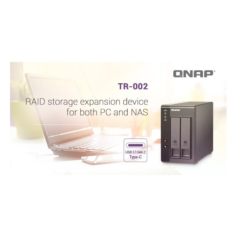 EXPANSION NAS QNAP, HDD x 2, capacitate maxima 16 TB, porturi USB Type C, "TR-002" (timbru verde 4 lei)