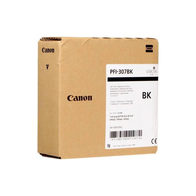 Cartus Cerneala Original Canon Black, PFI-307BK, pentru IPF 830|840|850, 330ml, (timbru verde 0.15 lei),NOPP, "CF9811B001AA"