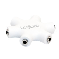 SPLITTER audio LOGILINK, 6 x 3.5" jack, stereo, plastic, cablu 20cm, conectare la 1 device audio si split semnal la 5 casti, "CA