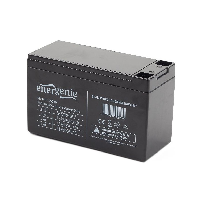 ACUMULATOR UPS GEMBIRD 12V /   7Ah, terminal F2(T2), dimensiune: 151x65x93mm, inaltime+terminal: 99mm, "BAT-12V7AH" (timbru verd