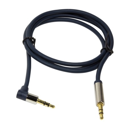 CABLU audio LOGILINK stereo (3.5 mm jack T/T), 1m, conectori auriti, un conector 90 grade, albastru "CA11100" (timbru verde 0.08