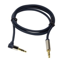 CABLU audio LOGILINK stereo (3.5 mm jack T/T), 1m, conectori auriti, un conector 90 grade, albastru "CA11100" (timbru verde 0.08