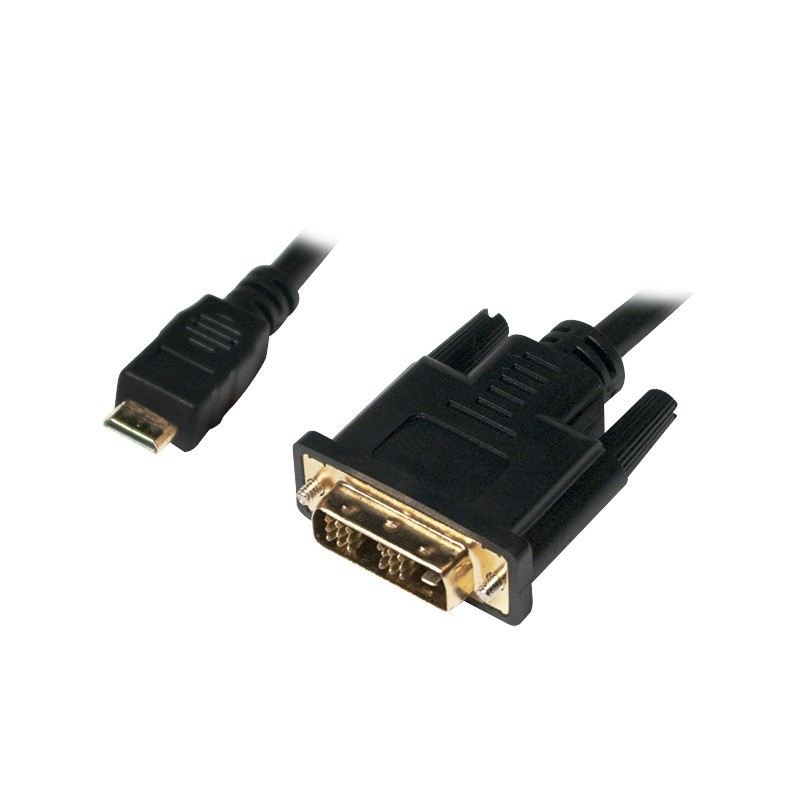 CABLU video LOGILINK, adaptor Mini-HDMI (Type C)(T) la DVI-D SL (T), 2m, conectori auriti, negru, "CHM004" (timbru verde 0.8 lei