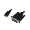 CABLU video LOGILINK, adaptor Mini-HDMI (Type C)(T) la DVI-D SL (T), 2m, conectori auriti, negru, "CHM004" (timbru verde 0.8 lei