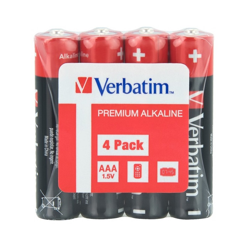 BATERIE VERBATIM  AAA (R3), 1.5V alcalina,  4 buc., shrink wrap "49500" (timbru verde 0.32 lei)
