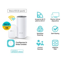 MESH TP-LINK Sistem wireless Complete Coverage - router AC1200 Whole-Home "Deco E3(2-pack )" (timbru verde 2.00 lei) 45506520
