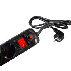 PRELUNGITOR SPACER, Schuko x 5, conectare prin Schuko (T), USB x 2, cablu 3 m, 16 A, max. 3500W, protectie supratensiune, negru,