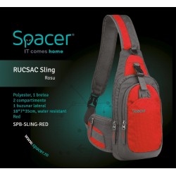 RUCSAC SPACER Sling, nylon,1 bretea, 2 compartimente principale,1 buzunar frontal, 1 buzunar lateral, 35x18x7cm, water resistant