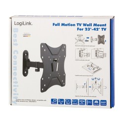 SUPORT de perete LOGILINK, pt 1 TV/monitor plat, diag. max 42 inch, inclinare, pivotare, max 25 Kg, "BP0007"