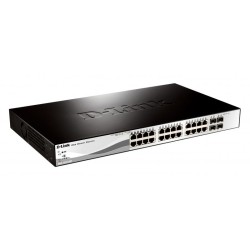 SWITCH PoE D-LINK Smart 24 porturi 10/100Mbps (24 PoE) + 2 porturi Gigabit + 2 porturi combo SFP, IEEE 802.3af/at, carcasa metal