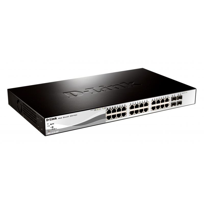 SWITCH PoE D-LINK Smart 24 porturi 10/100Mbps (24 PoE) + 2 porturi Gigabit + 2 porturi combo SFP, IEEE 802.3af/at, carcasa metal