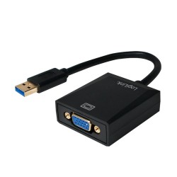 CABLU video LOGILINK, adaptor USB 3.0 (T) la VGA (M), 10cm, rezolutie maxima Full HD (1920 x 1080) la 60 Hz, negru, "UA0231" (ti