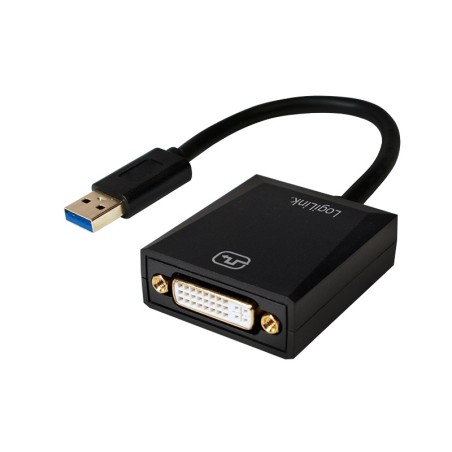 CABLU video LOGILINK, adaptor USB 3.0 (T) la DVI-I DL (M), 10cm, rezolutie maxima Full HD (1920 x 1080) la 60 Hz, negru, "UA0232