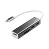 HUB extern LOGILINK, porturi USB: USB 3.0 x 3, conectare prin USB 3.2 Type C, cablu 0.1 m, alte porturi: SD, MicroSD, negru, "UA