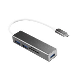HUB extern LOGILINK, porturi USB: USB 3.0 x 3, conectare prin USB 3.2 Type C, cablu 0.1 m, alte porturi: SD, MicroSD, negru, "UA
