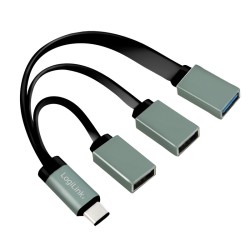 CABLU adaptor OTG LOGILINK, pt. smartphone, USB 3.0 Type-C (T) la USB 3.0 (M) + USB 2.0 (M) x 2, 10cm, asigura conectarea telef.