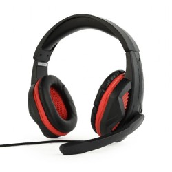CASTI Gembird, cu fir, utilizare multimedia, microfon pe brat, conectare prin Jack 3.5 mm x 2, negru / rosu, "GHS-03", (timbru v