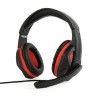 CASTI Gembird, cu fir, utilizare multimedia, microfon pe brat, conectare prin Jack 3.5 mm x 2, negru / rosu, "GHS-03", (timbru v