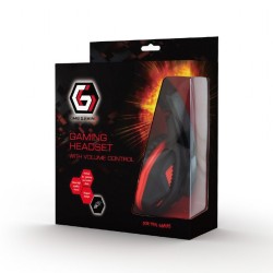 CASTI Gembird, cu fir, utilizare multimedia, microfon pe brat, conectare prin Jack 3.5 mm x 2, negru / rosu, "GHS-03", (timbru v