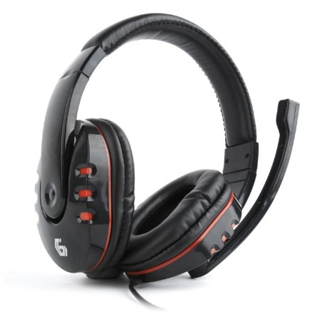 CASTI Gembird, cu fir, utilizare multimedia, microfon pe brat, conectare prin Jack 3.5 mm x 2, negru / rosu, "GHS-402", (timbru 
