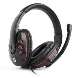 CASTI Gembird, cu fir, utilizare multimedia, microfon pe brat, conectare prin Jack 3.5 mm x 2, negru / rosu, "GHS-402", (timbru 