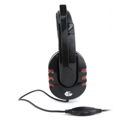 CASTI Gembird, cu fir, utilizare multimedia, microfon pe brat, conectare prin Jack 3.5 mm x 2, negru / rosu, "GHS-402", (timbru 
