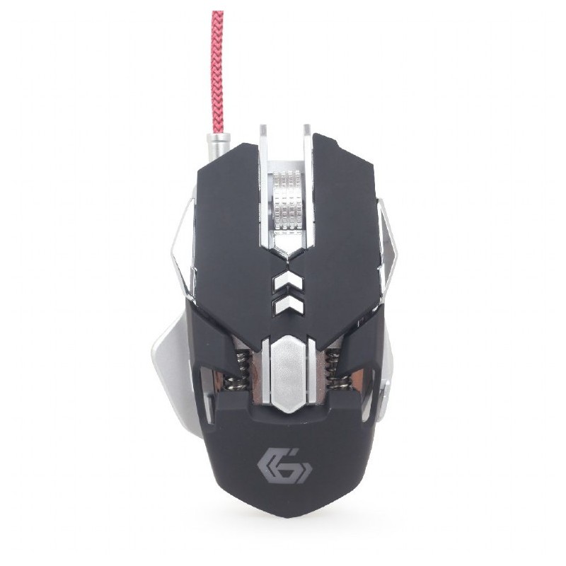 MOUSE GEMBIRD, gaming, cu fir, USB, optic, 4000 dpi, butoane/scroll 7/1, iluminare, butoane programabile, negru / gri, "MUSG-05"