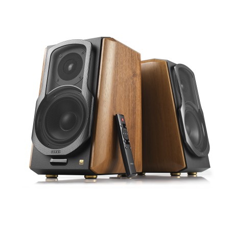 BOXE EDIFIER 2.0, RMS: 120W (2 x 25W, 2 x 35W), bluetooth, telecomanda wireless, volum, bass, treble, coaxial, optic, brown, "S1